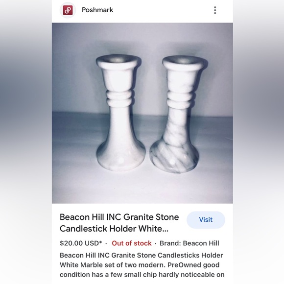 Beacon Hill Inc. Marble candlestick holders - Picture 9 of 12